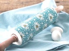 Pioneer Woman ~ Stoneware ~ Rolling Pin ~ FLEA MARKET w/Acacia Wood Handles