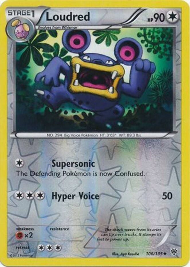 Pokémon TCG Loudred Plasma Storm 106/135 Reverse Holo Uncommon NM/M Big Voice