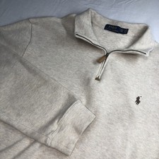 Polo Ralph Lauren 1/4 Zip Cotton Knit Sweater Tan 2XL XXL Pullover Quarter Pony