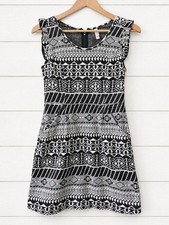 Xhilaration Black & White Patterned Sleeveless Mini Dress Size M