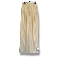 ASOS Women  s Wide Leg Pleated Trousers High Waisted Cream Stripe Size 4