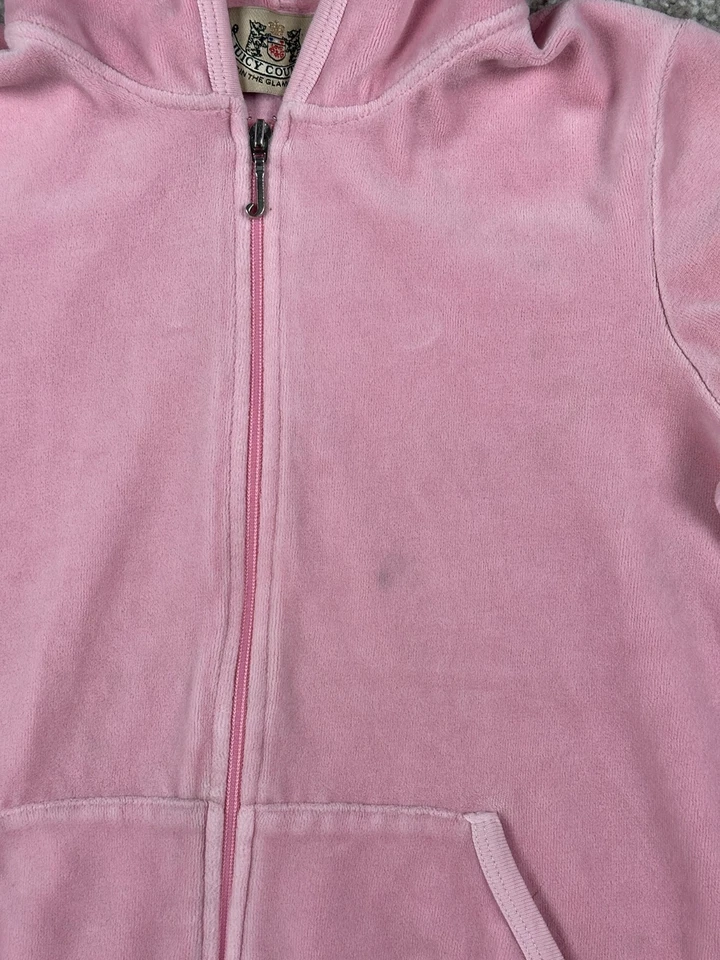 Vintage Juicy Couture Track Jacket Women Medium Pink Terry Cloth Hoodie Y2K - Image 3 of 4