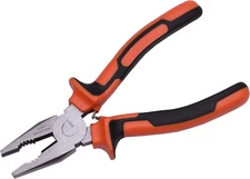 Edward Tools Combination Pliers 8” - Machined Extra Strength Black, Orange 