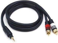 Monoprice Audio Cable - Premium Stereo Male to 2 RCA Male, Gold 3ft, Black