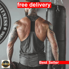 Men's Gym Stringer Tank Top Muscle Fit Sleeveless Workout Shirt