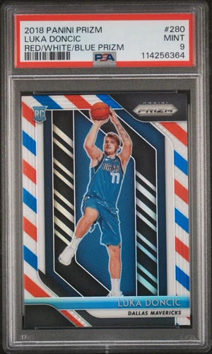 2018 Panini Prizm Red White & Blue Prizm Luka Doncic #280 PSA 9 MINT Rookie RC
