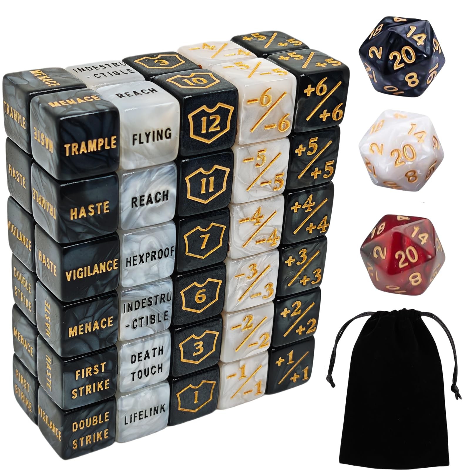63 PCS MTG Counter Dice Set - AbilityKeyword Counters, -1/+1 Life Counter