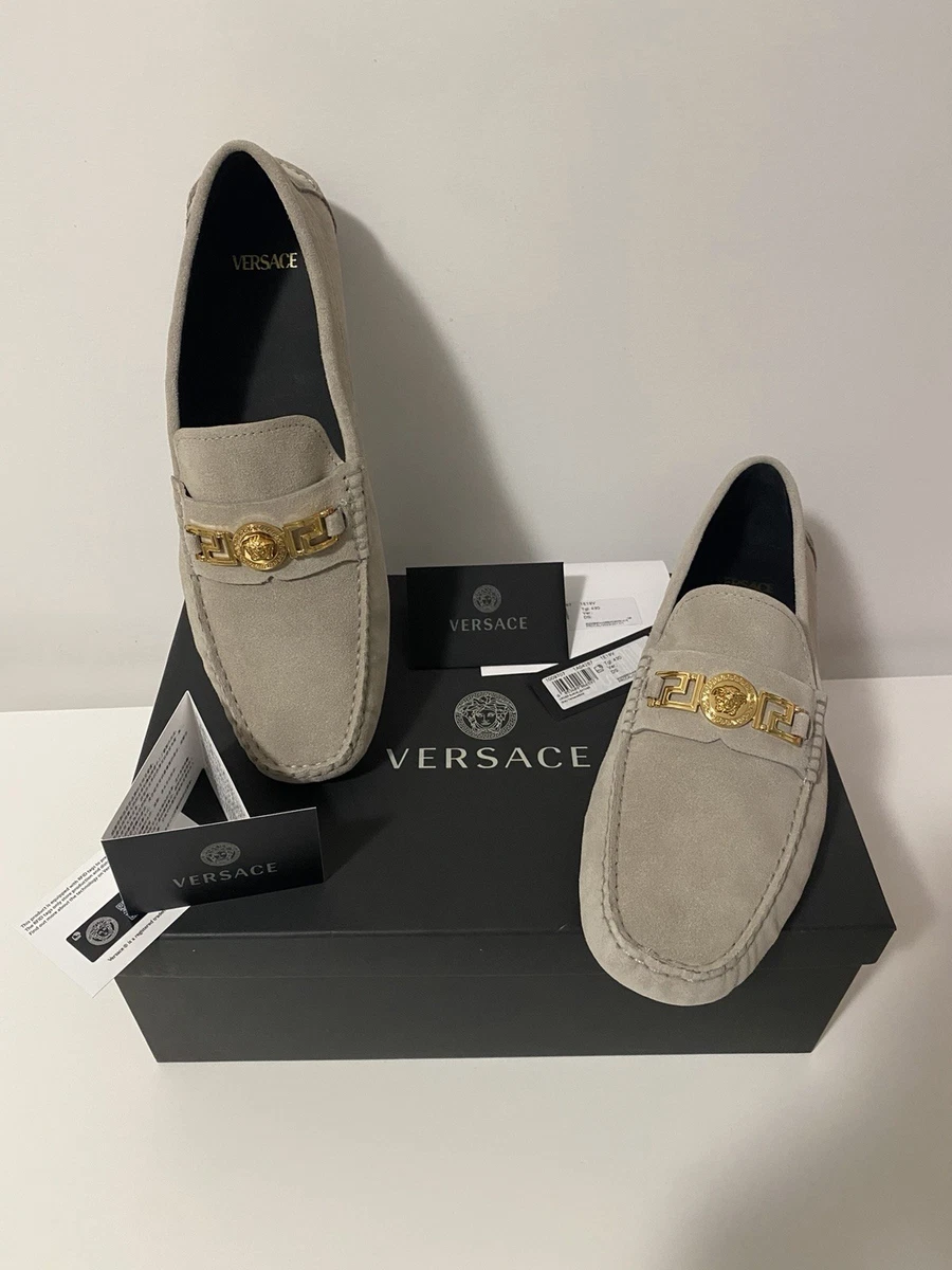 MOCASINES VERSACE para hombre GAMUZA NUEVOS ORIGINALES Beige TG.43