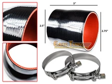 2.75" To 2.5" Silicone Hose/Intercooler Pipe Coupler BLACK+T-Bolt Clamp For Ford