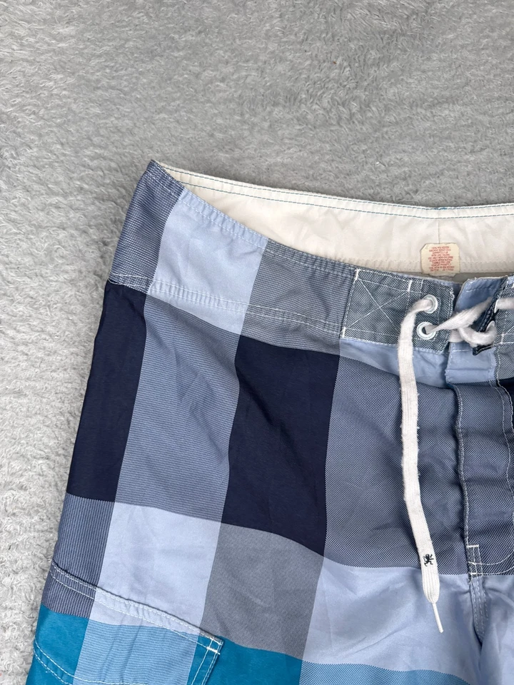 Bañador Mossimo para hombre 36 azul a cuadros poliéster carga playa piscina surf 36x10 Foto 4 de 4