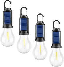 4 Pack Camping Lantern Rechargeable Solar Tent Lights Outdoor Hanging Light Bulb