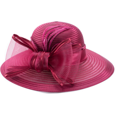 Womens Satin Ribbon Sun Hat Church 
