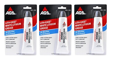3~AGS Lith-Ease White Lithium Grease All-Weather Performance Long Lasting 1.25oz