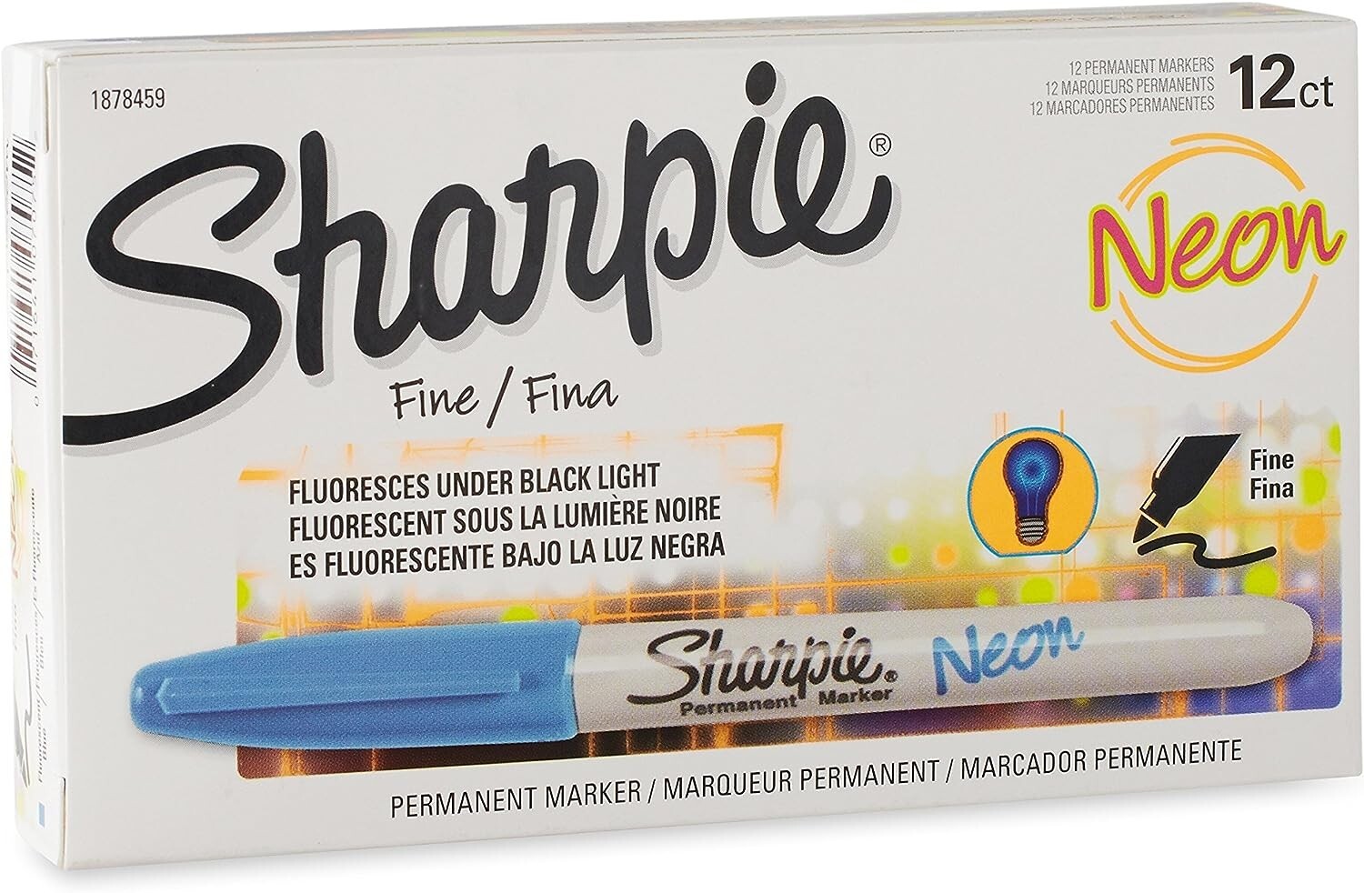 Sharpie Neon Permanent Marker Fine Point BLUE (PACK OF 12)