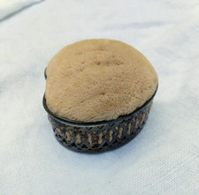 ANTICO CUSCINO SPILLA ARGENTO STERLING WEBSTER CO. RETICOLATO A FORMA DI CUORE FIRMATO