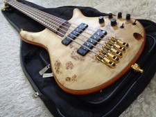 2013 Ibanez Premium SDGR SR1605ENTF Natural Poplar Burl Top 5 string Bass Guitar