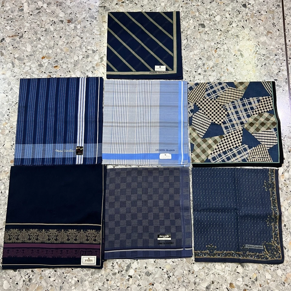 7 LENÇO CLÁSSICO AZUL ALGODÃO MASCULINO BOLSO QUADRADO 18" ARTE XADREZ XADREZ LISTRADO - Imagem 3 de 4