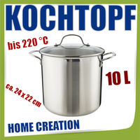 Home Creation Kochtopf 10L FüR Alle Herdarten Geeignet Inkl. Induktion Glasdecke