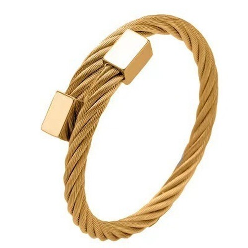 Edelstahl Armband Herren Damen Stahldraht Armreif Gold Silber Schwarz Geschenk - Bild 6 von 8