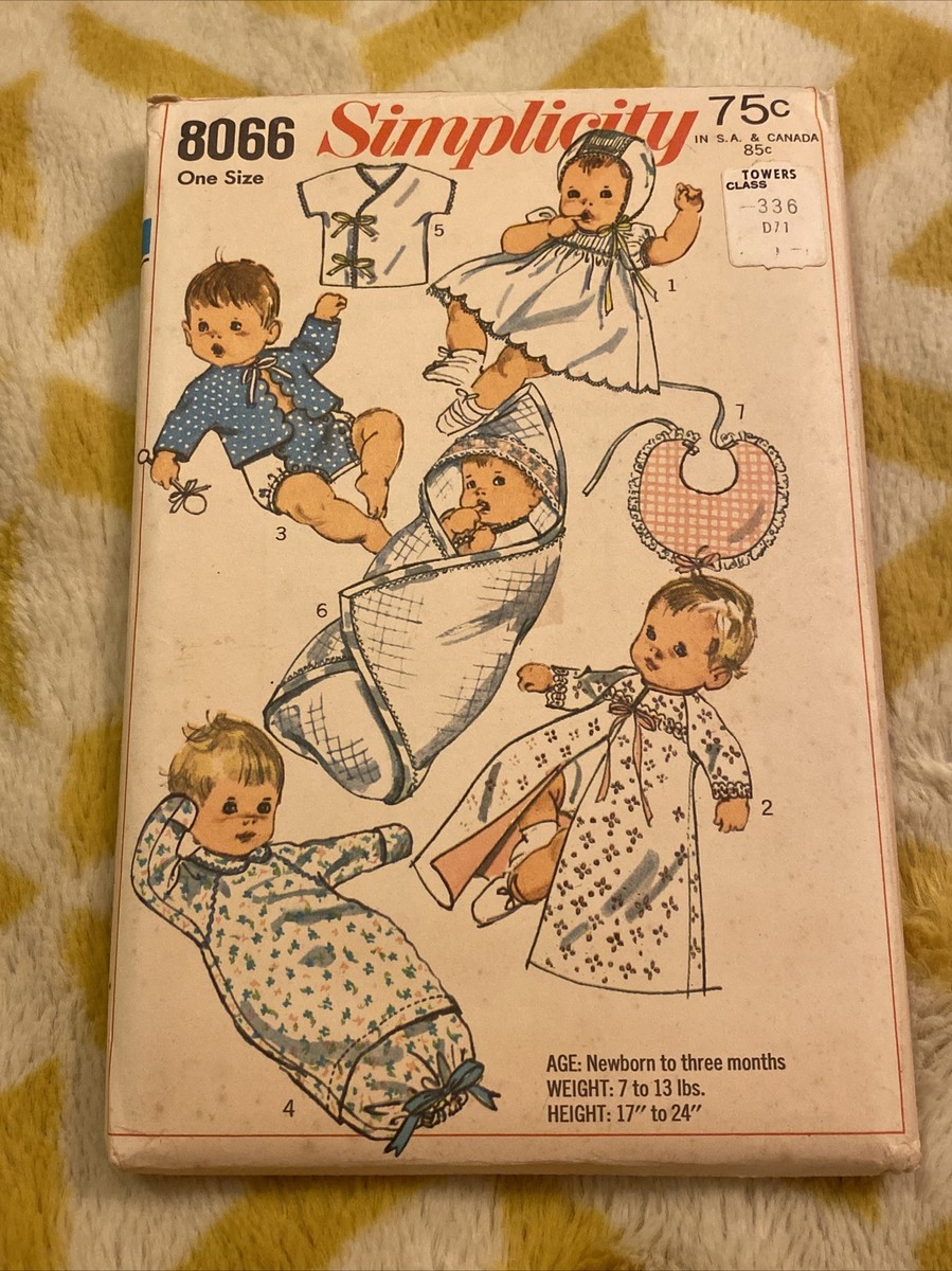 M-BABY@ページ Vintage Sewing Pattern 1968 Baby Newborn To 3 Months Sewing