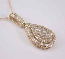 14K Yellow Gold Plated 2Ct Round Cut Moissanite Teardrop Cluster Dangle Pendant