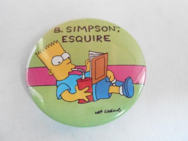 Vintage Pinback Button 69 042 Cartoon The Simpsons B J Simpson Esquire 2 Ebay