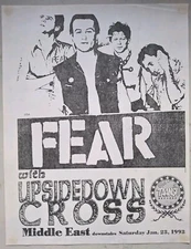 Fear - Original Show Flier Upsidedown Cross Middle East Cafe Cambridge Lee Ving 