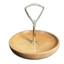 Vintage Myrtlewood Serving Tray Platter MCM Nut Candy Dish Center Handle 6  