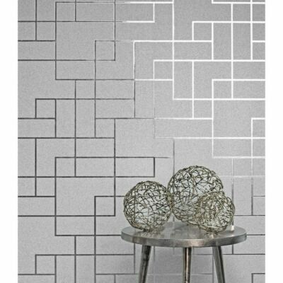 Fine Decor Platinum Square Geo Strukturfolie Metallic Tapete 2 Farben verfügbar