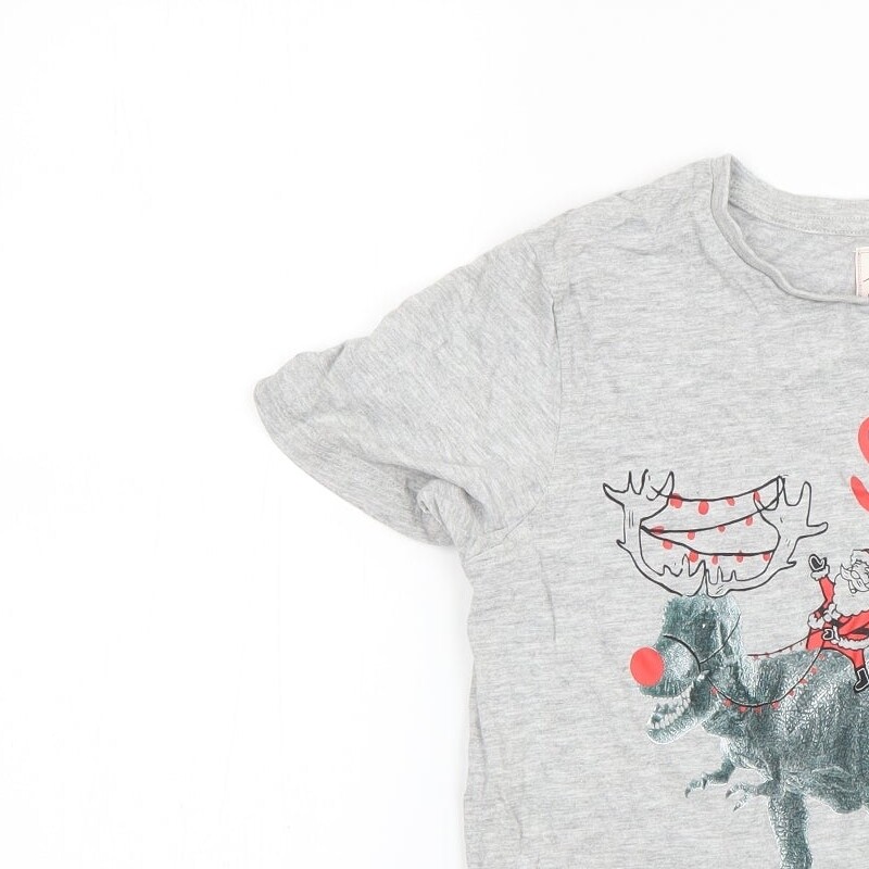 George Boys Grey Geometric 100percent Cotton Basic T-Shirt Size 10-11 Years Round Neck image 8