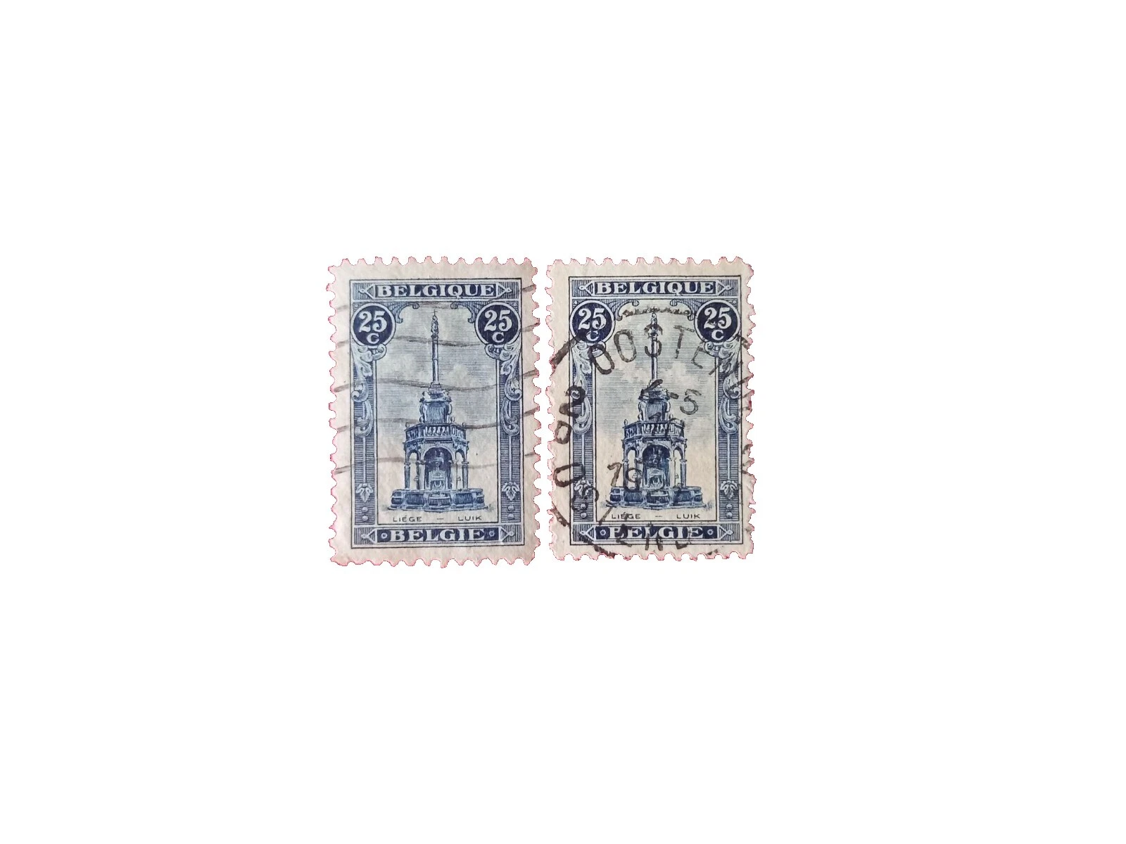 Estampillas de arquitectura utilizados belga y Colonias