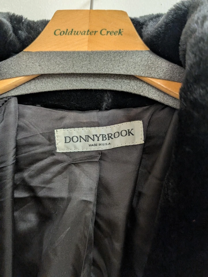 Vintage 80s Donnybrook Black Long Faux Fur Coat Womens Size L - Image 3 of 4