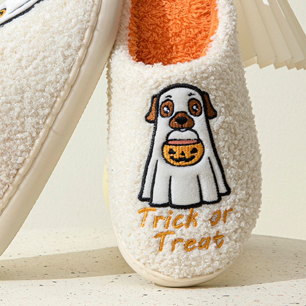 APL Halloween Pantofole per Cani Fuzzy Comode Pantofole Zucca per Cani da Interno Camera da Letto