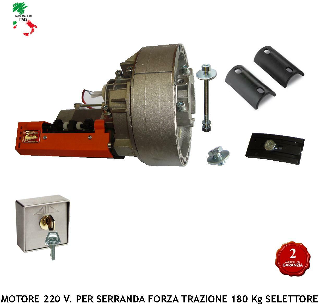 MOTORE UNIVERSALE 220 V SERRANDA ELETTRICA 180 Kg 16 Mt SARACINESCA CHIAVE AP/CH
