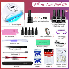Kit De Esmalte Unas Gel Luz UV Secador Lampara LED Acrilico Manicura En Remojo