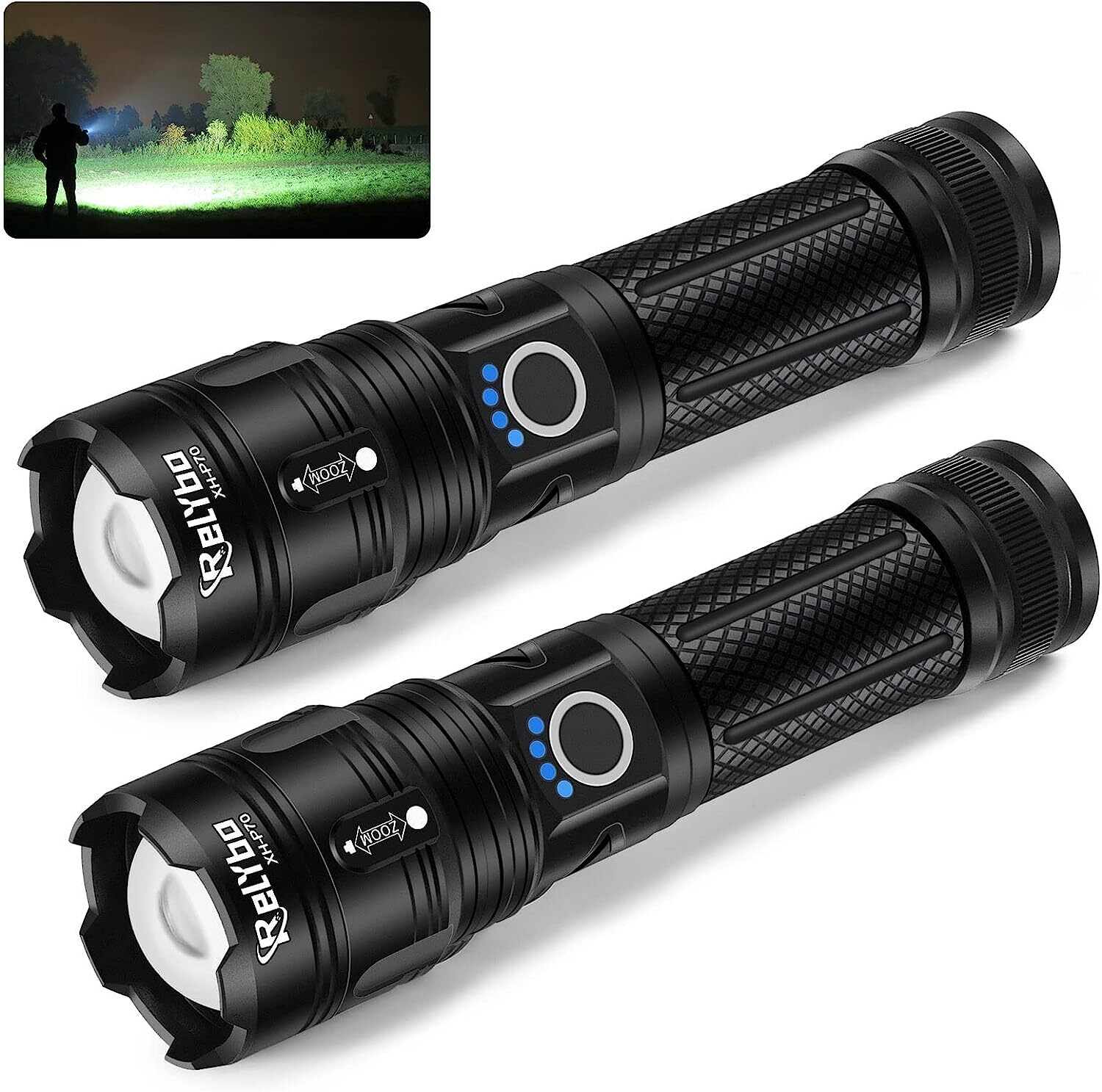 Flashlights High Lumens Led Rechargeable 2 Pack Super Bright Tactical