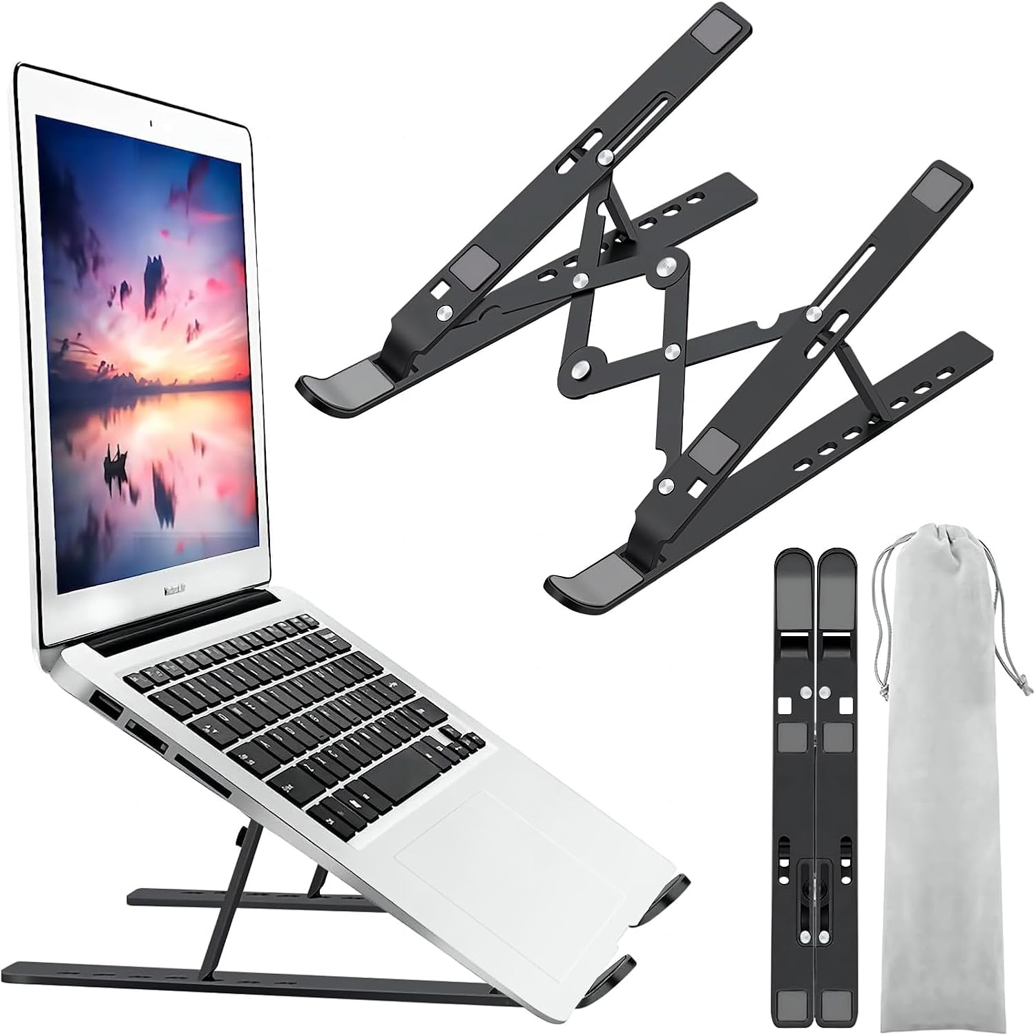 Adjustable Aluminum Foldable Laptop Stand Riser Holder for Desks-image