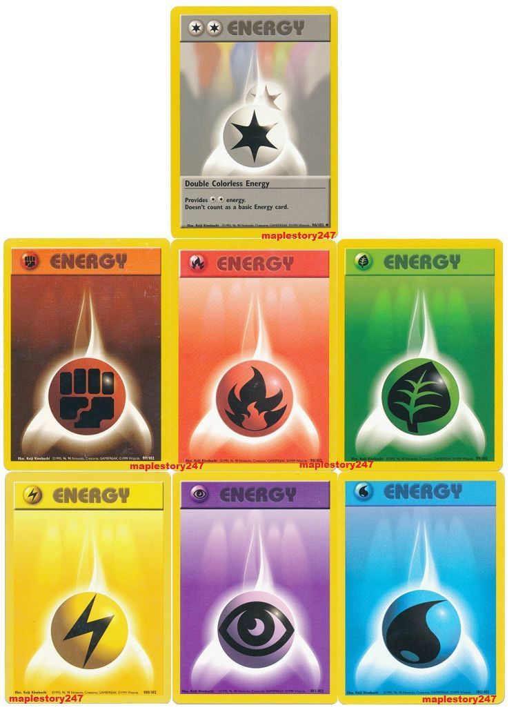 20 Pokemon Card Classic Base Set Energy Cards Double Colorless Water
