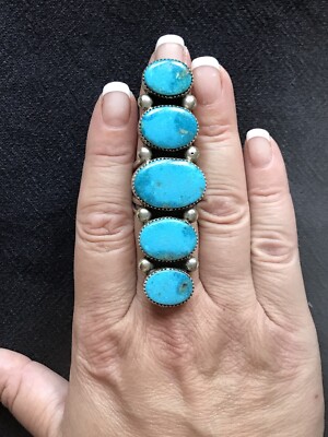 Massive Navajo Turquoise and Sterling Ring Hallmark LTB