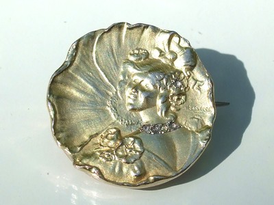 Broche Art Déco – Petite Broche En Métal Argenté, Vintage