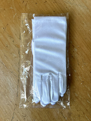 Lito Girls White Satin Short Gloves / SZ. M (4-7) NWT