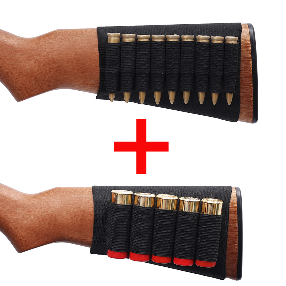 2x AMMO HOLDER Shotgun & Rifle Butt Stock Bullet Gun Sleeve Shell Hunting Pouch