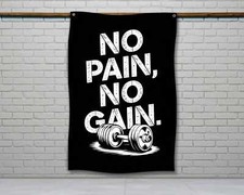 No Pain No Gain Gym Flag - Motivational Fitness Wall Decor