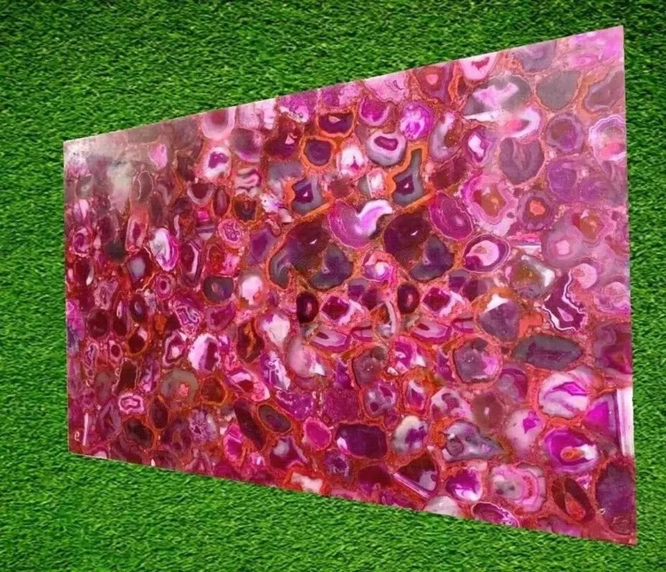 Buy Pink Agate Coffee Table Top, Geode Agate Stone Center Hallway Table Top Deco - Image 3 of 4