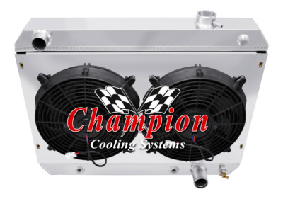 1962 63 64 1965 Chevy Nova 3 Row ADV Champion Radiator w/ 2 12'' fans and shroud