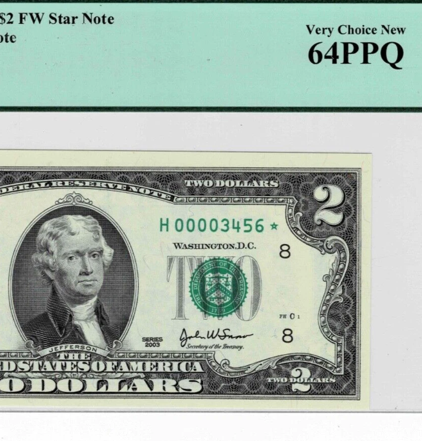 2003 $2 Federal Reserve *STAR*note-fr.1937-H*-- PCGS 64 PPQ--Ladder Serial# - Image 4 of 4