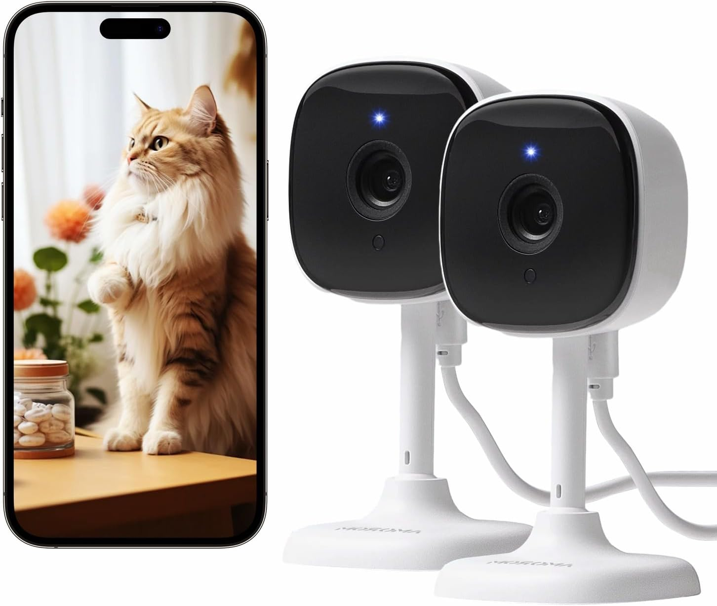 2 Pcs Pet Camera Indoor, Wifi inside Camera for House with Video/Audio 24/7-image