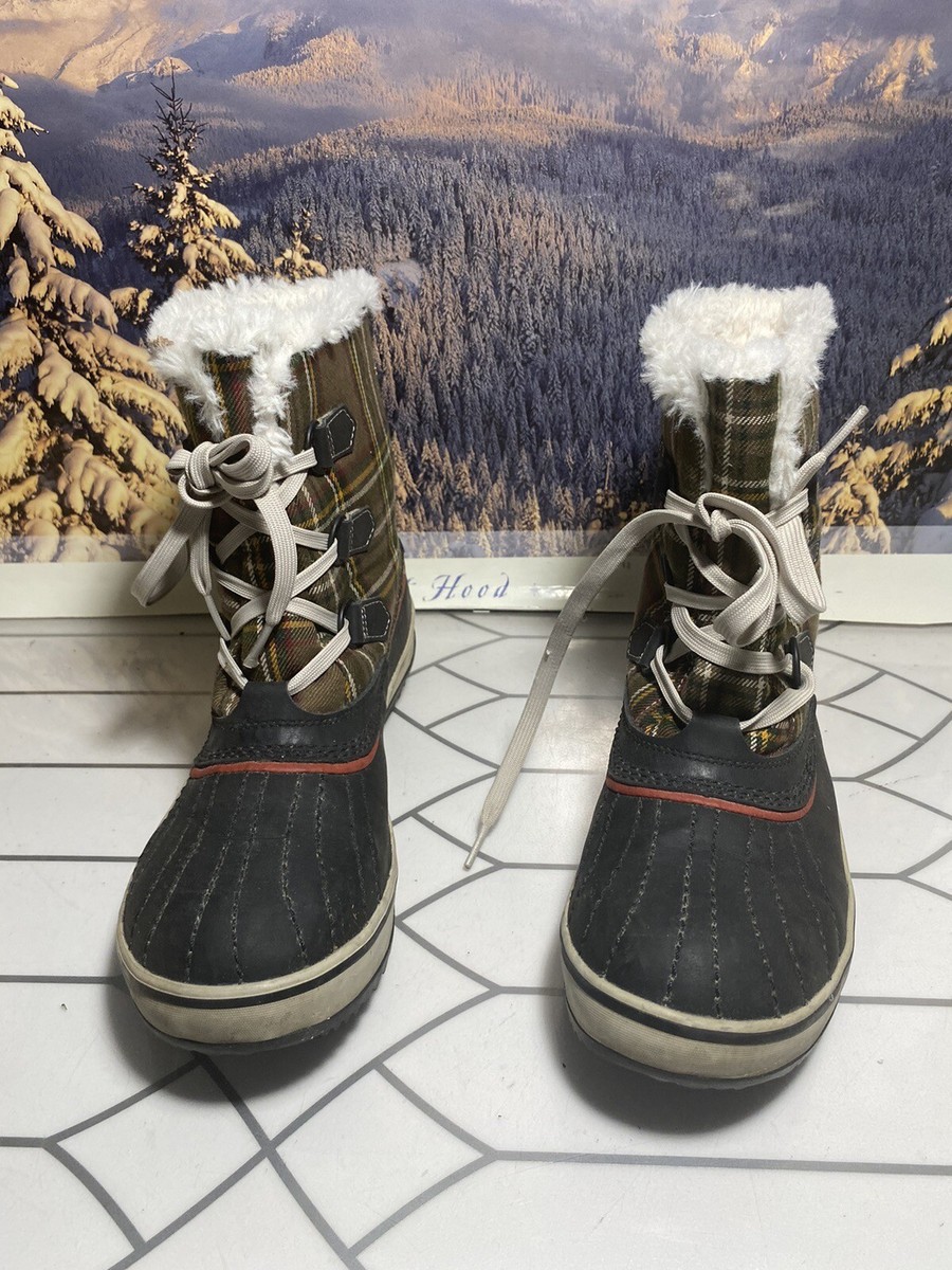 Sorel 1831 Sz Plaid Snow Boots Womens Brown Cream