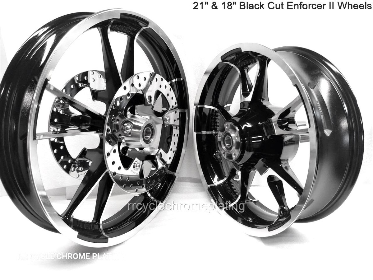 きんちゃん ハーレー用ホイール　F21インチR18インチセット Harley Black Cut 21