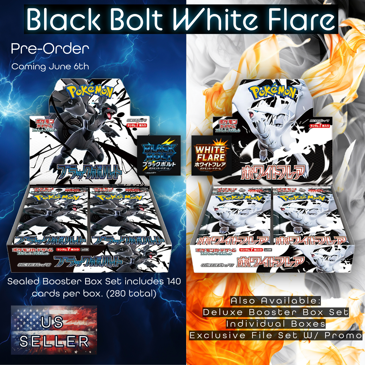 Black Bolt & White Flare Booster Box Set Pre Order Pokemon